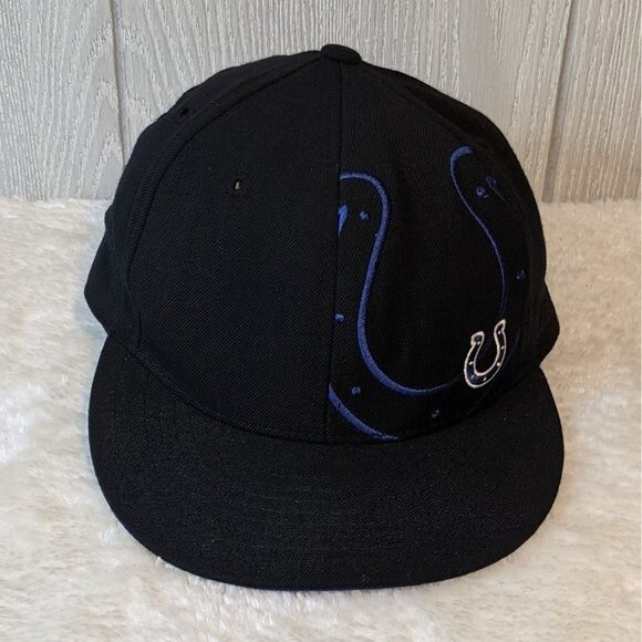 Indianapolis Colts NFL Reebok black fitted hat EUC sz7 - Picture 3 of 10